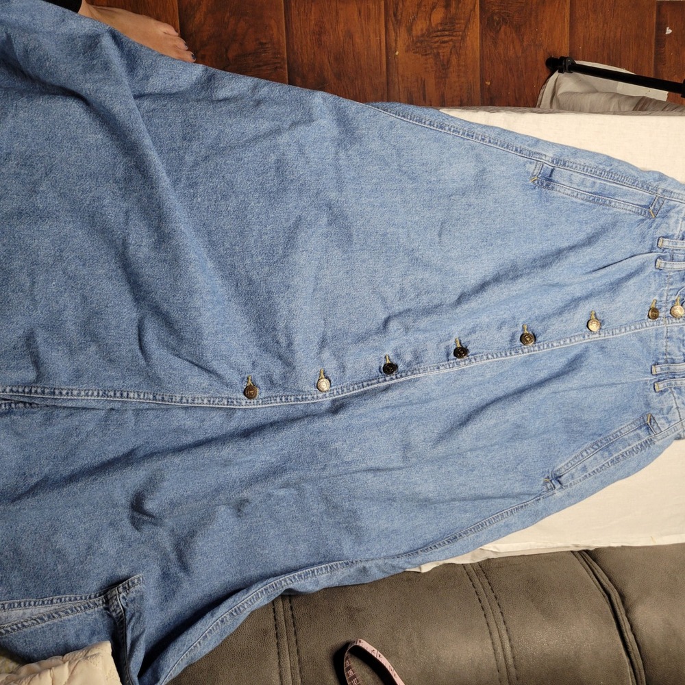 Lizwear Vintage 90s Size 6 Denim Maxi Skirt Button Front High Waist 26 Vtg Size